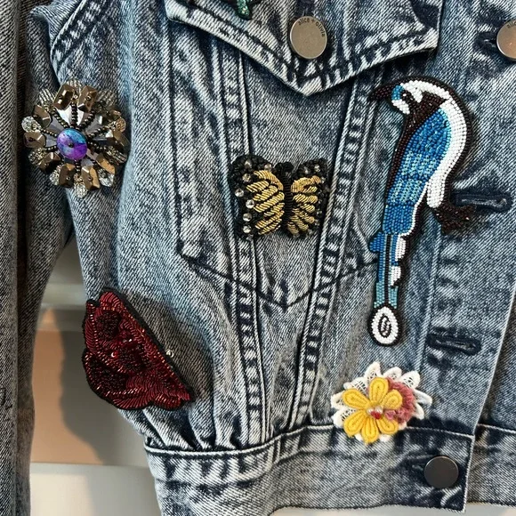 ALICE + OLIVIA EMBELLISHED DENIM JACKET SZ XS - Picture 5 of 13